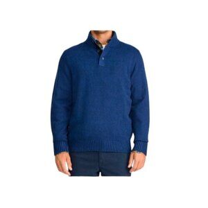 NWT Izod Men's XL Hingham Button Mock Neck Navy Blue Sweater